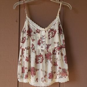 Sheer Lace Floral Baby Doll Top